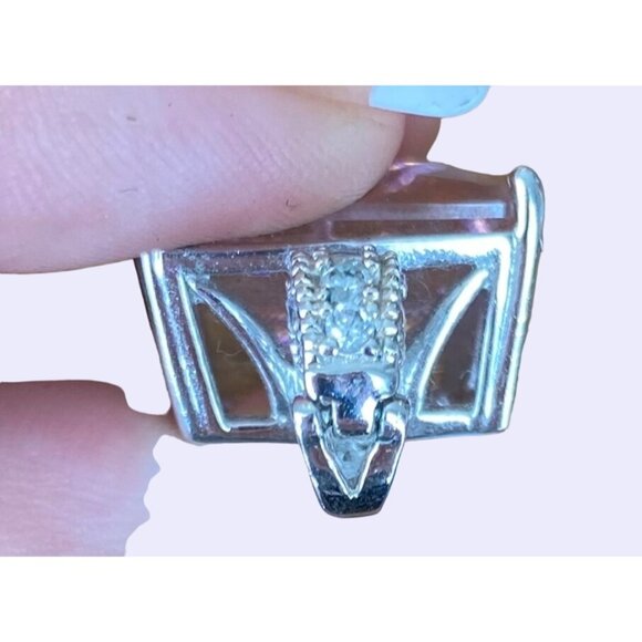 Square CZ Pendant 925 Silver With Sparkling Accents - Picture 9 of 9